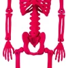 Party City Neon Pink Black Light Reactive Flocked Skeleton Hanging Decoration, 36In| Boneyard Glam