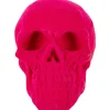 Party City Neon Pink Black Light Reactive Flocked Skull Decoration, 3.46In| Boneyard Glam