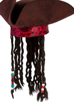 Discount Pirates Of The Caribbean Hat With Braids Pirate