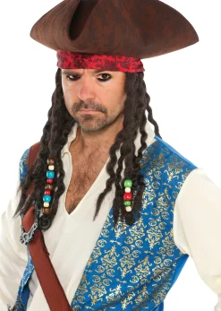 Discount Pirates Of The Caribbean Hat With Braids Pirate