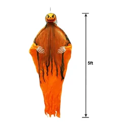 Party City Pumpkin Reaper Fabric & Plastic Hanging Decoration, 5Ft| Hanging Decorations