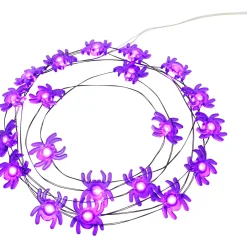 Party City Purple Spider Halloween Led Plastic String Lights, 20 Bulbs, 6.3Ft| Strobe Lights & Black Lights