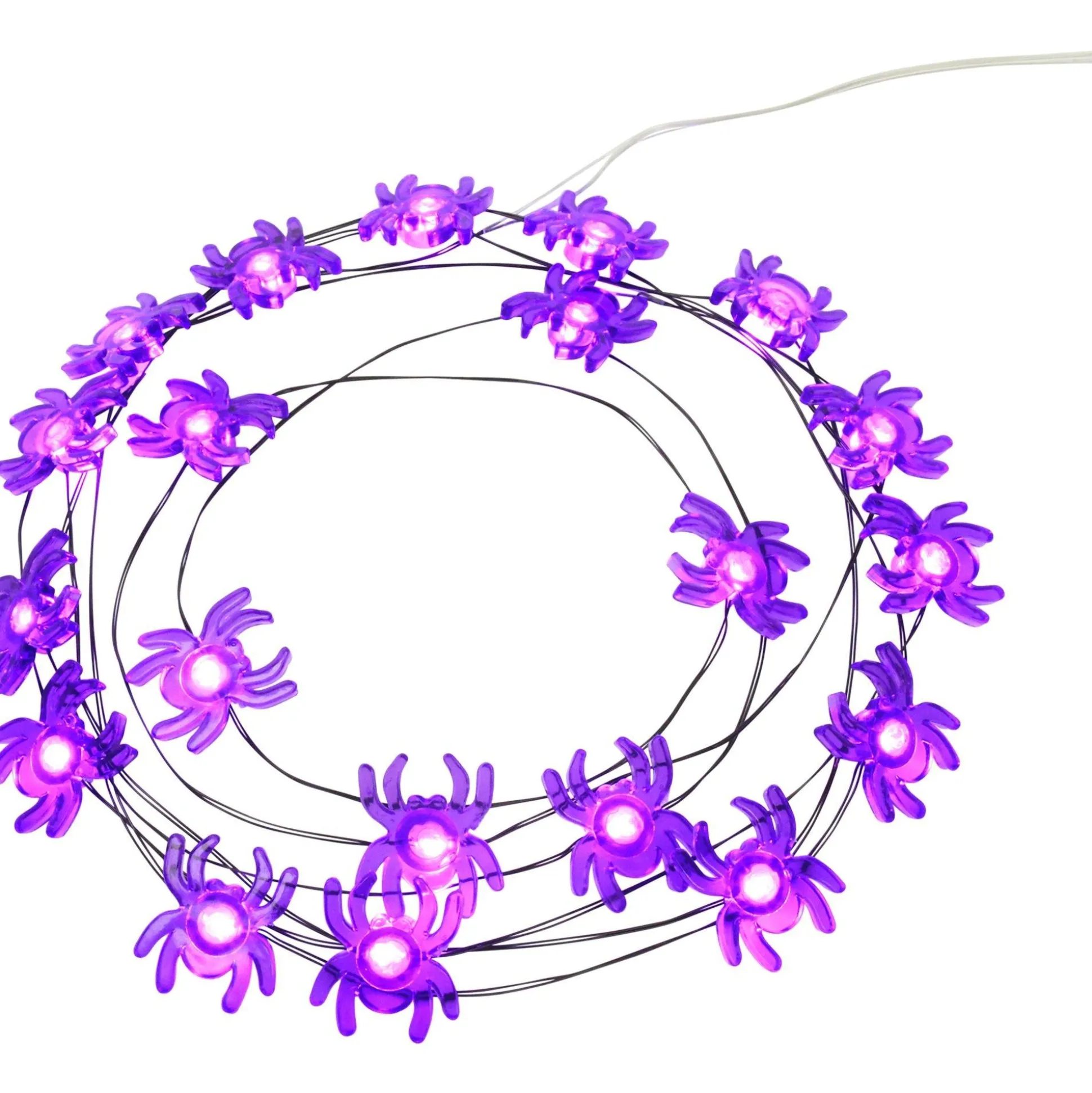 Party City Purple Spider Halloween Led Plastic String Lights, 20 Bulbs, 6.3Ft| Spiders & Webbing