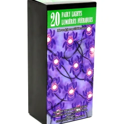 Party City Purple Spider Halloween Led Plastic String Lights, 20 Bulbs, 6.3Ft| Spiders & Webbing