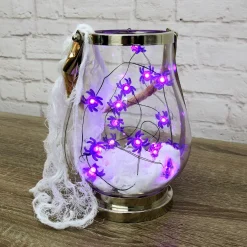 Party City Purple Spider Halloween Led Plastic String Lights, 20 Bulbs, 6.3Ft| Spiderweb Night
