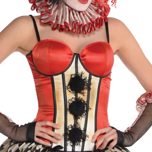 Best Sale Red Vintage Clown Corset - Freak Show Corsets