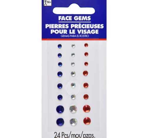 Online Red, White, & Blue Face Gems, 24Pc Jewelry