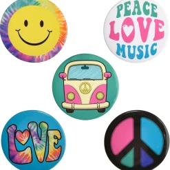 Cheap 60S Hippie Festival Buttons 5Ct Jewelry