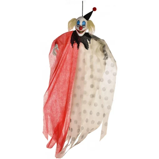Party City Scary Red & White Polka Dot Clown Fabric & Plastic Hanging Decoration, 48In| Hanging Decorations