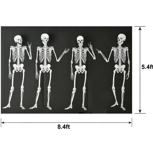 Party City Skeleton Plastic Scene Setter Kit, 7Pc| Window & Wall Décor