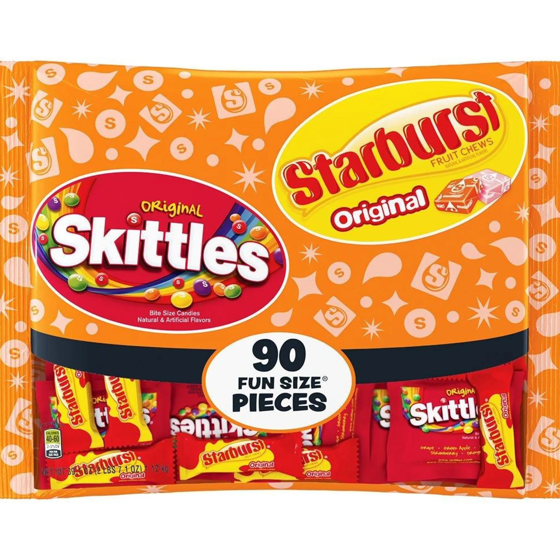 New Skittles & Starburst Original Fun Size Variety Mix, 34.7Oz, 90Pc Bulk Candy