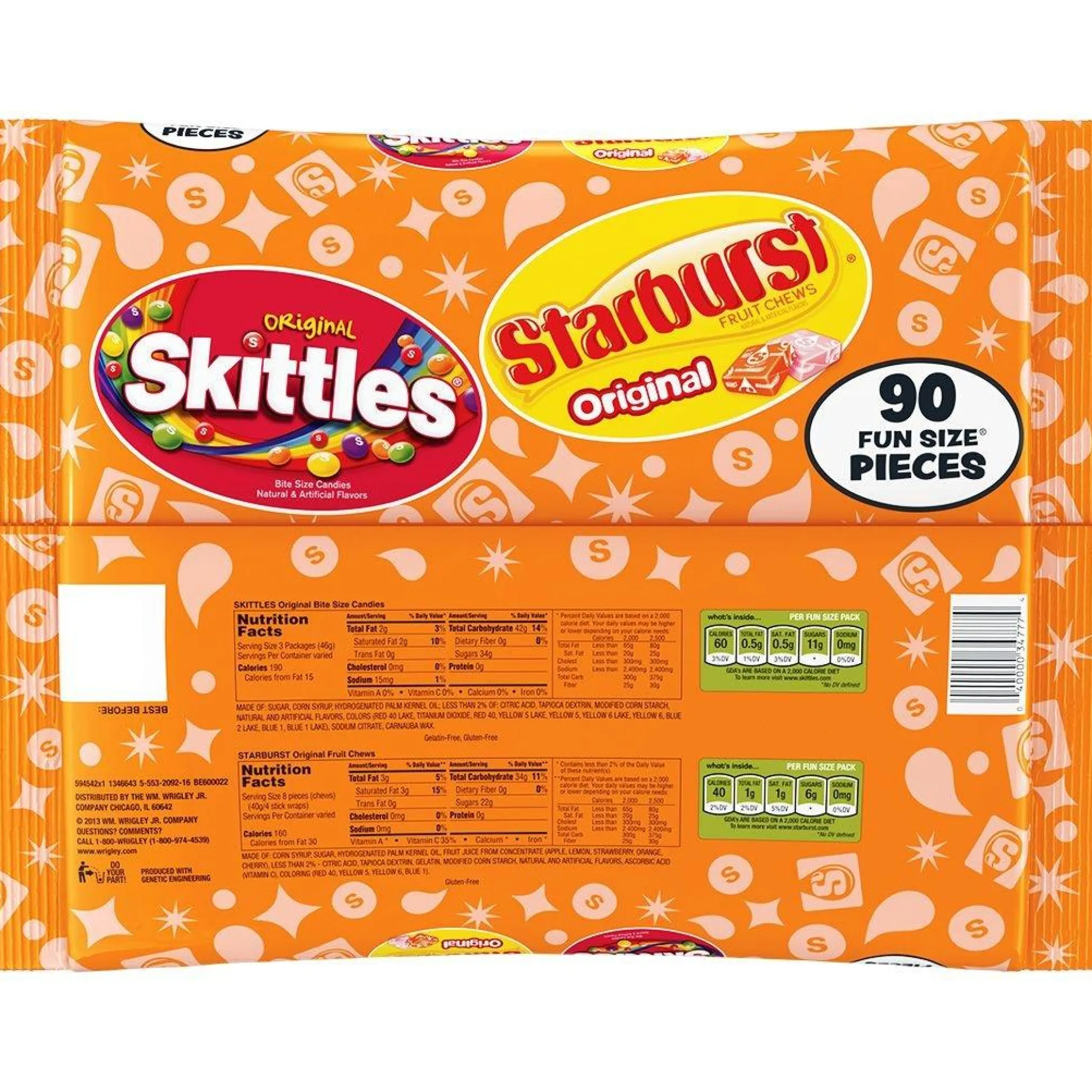 New Skittles & Starburst Original Fun Size Variety Mix, 34.7Oz, 90Pc Bulk Candy