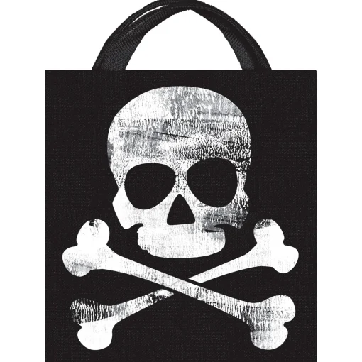 Party City Skull & Crossbones Jolly Roger Fabric Trick-Or-Treat Bag, 13.5In X 14.75In| Trick-Or-Treat Bags & Buckets