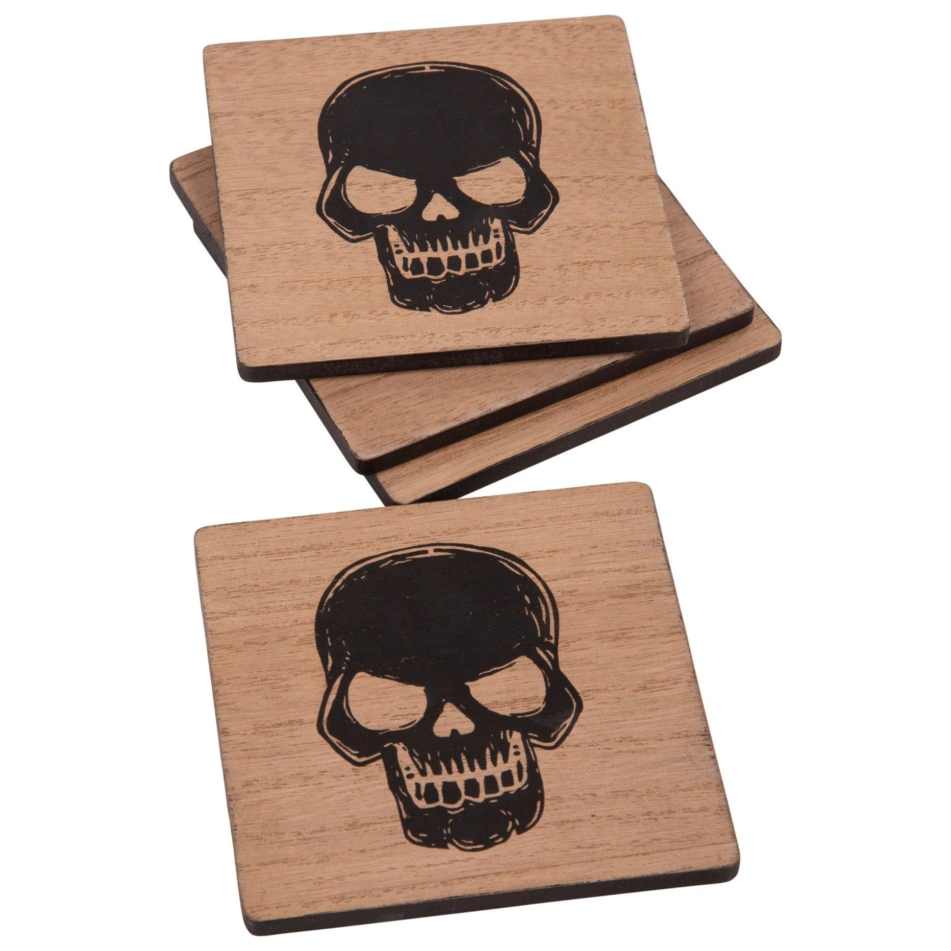 Party City Skull Fiberboard Coasters, 4In, 4Ct| Home Décor