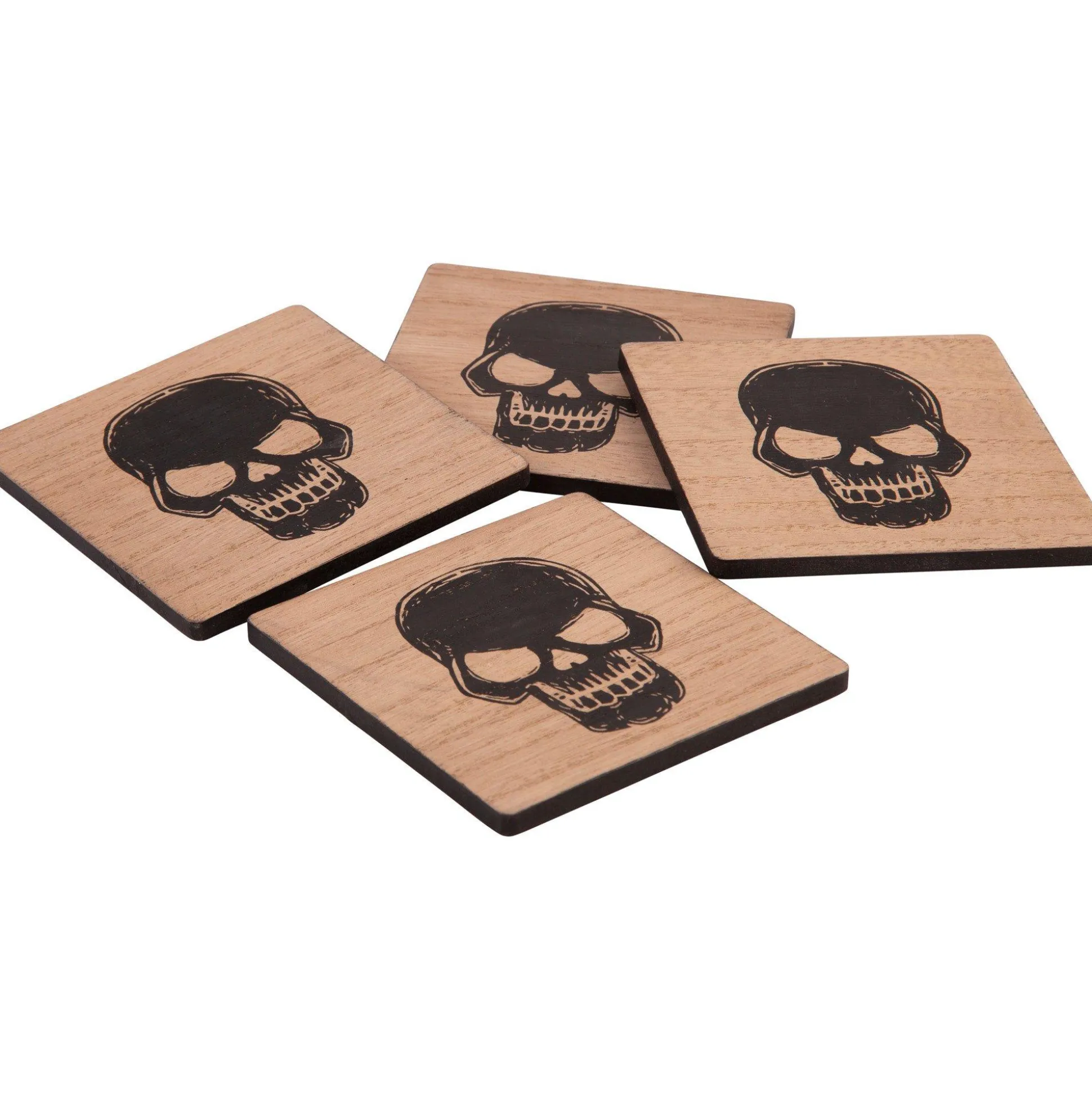 Party City Skull Fiberboard Coasters, 4In, 4Ct| Home Décor