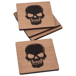 Party City Skull Fiberboard Coasters, 4In, 4Ct| Boneyard Glam
