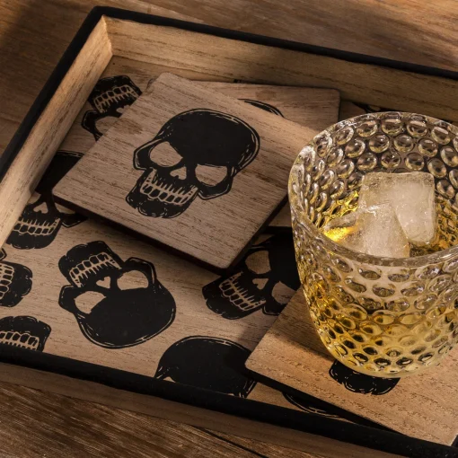 Party City Skull Rectangular Fiberboard Serving Tray, 14In X 9.5In| Boneyard Glam