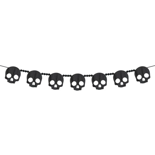 Party City Skull Wood Garland, 6Ft| Creepy Carnival