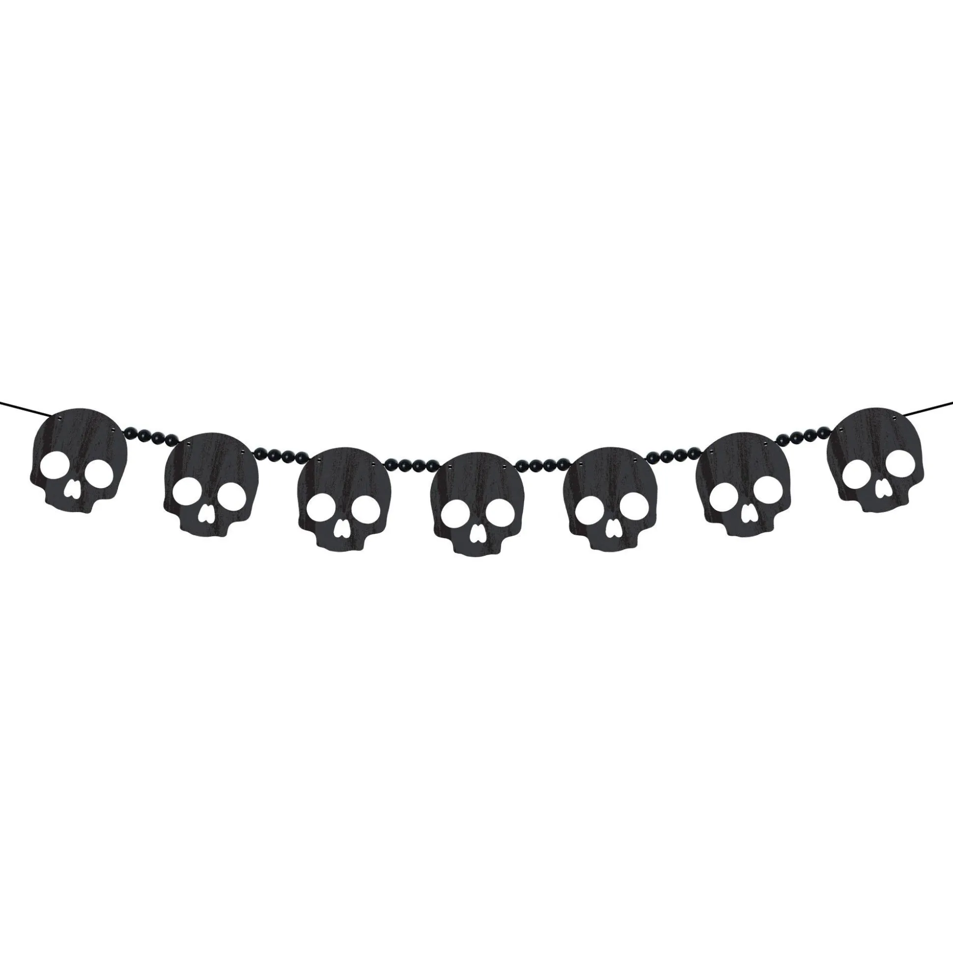 Party City Skull Wood Garland, 6Ft| Window & Wall Décor