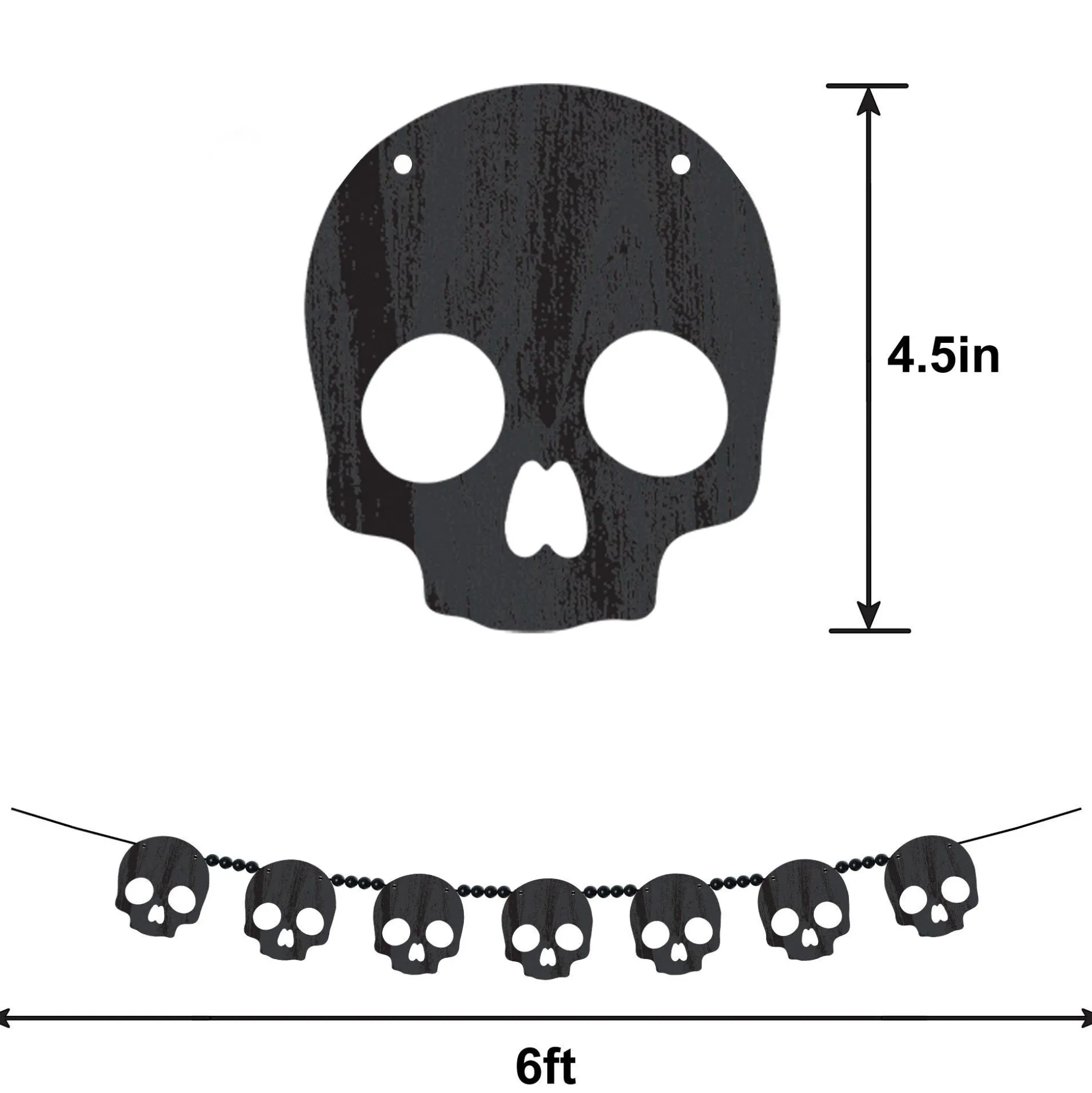Party City Skull Wood Garland, 6Ft| Window & Wall Décor