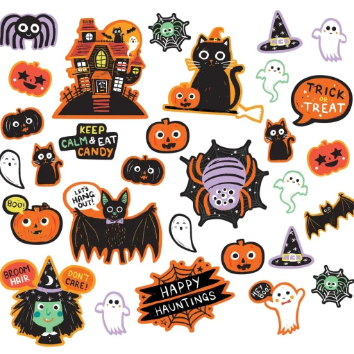 Party City Spooky Friends Halloween Cardstock Cutouts, 30Pc| Spooky Friends