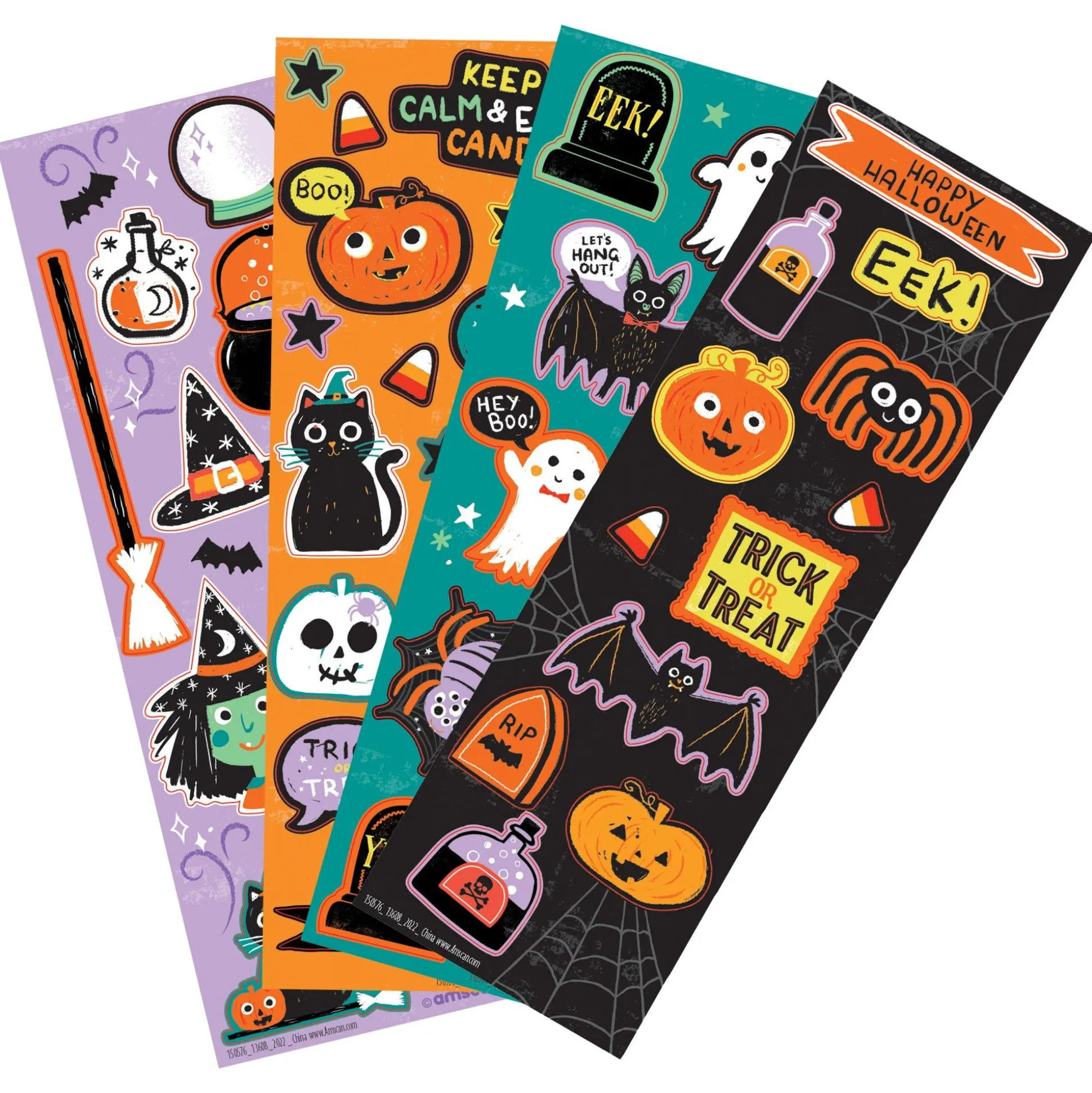 Party City Spooky Friends Halloween Stickers, 4 Sheets| Favors & Favor Bags