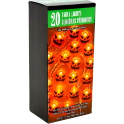 Party City Spooky Jack-O'-Lantern Halloween Led Plastic String Lights, 20 Bulbs, 6.3Ft| Strobe Lights & Black Lights