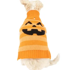Outlet Striped Orange Jack-O'-Lantern Dog Sweater Dog & Pet Costumes