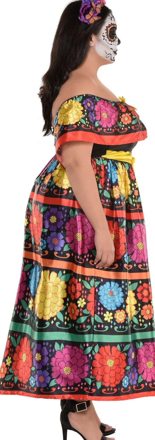 Cheap Sugar Skull Beauty Plus Size Costume For Adults - Day Of The Dead Plus Size Costumes