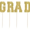 Outlet Tall Glitter Gold Grad Party Picks 4Ct Baking Supplies