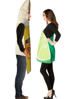 Party City Tequila Bottle & Lime Slice Couples Costumes For Adults|Women Funny
