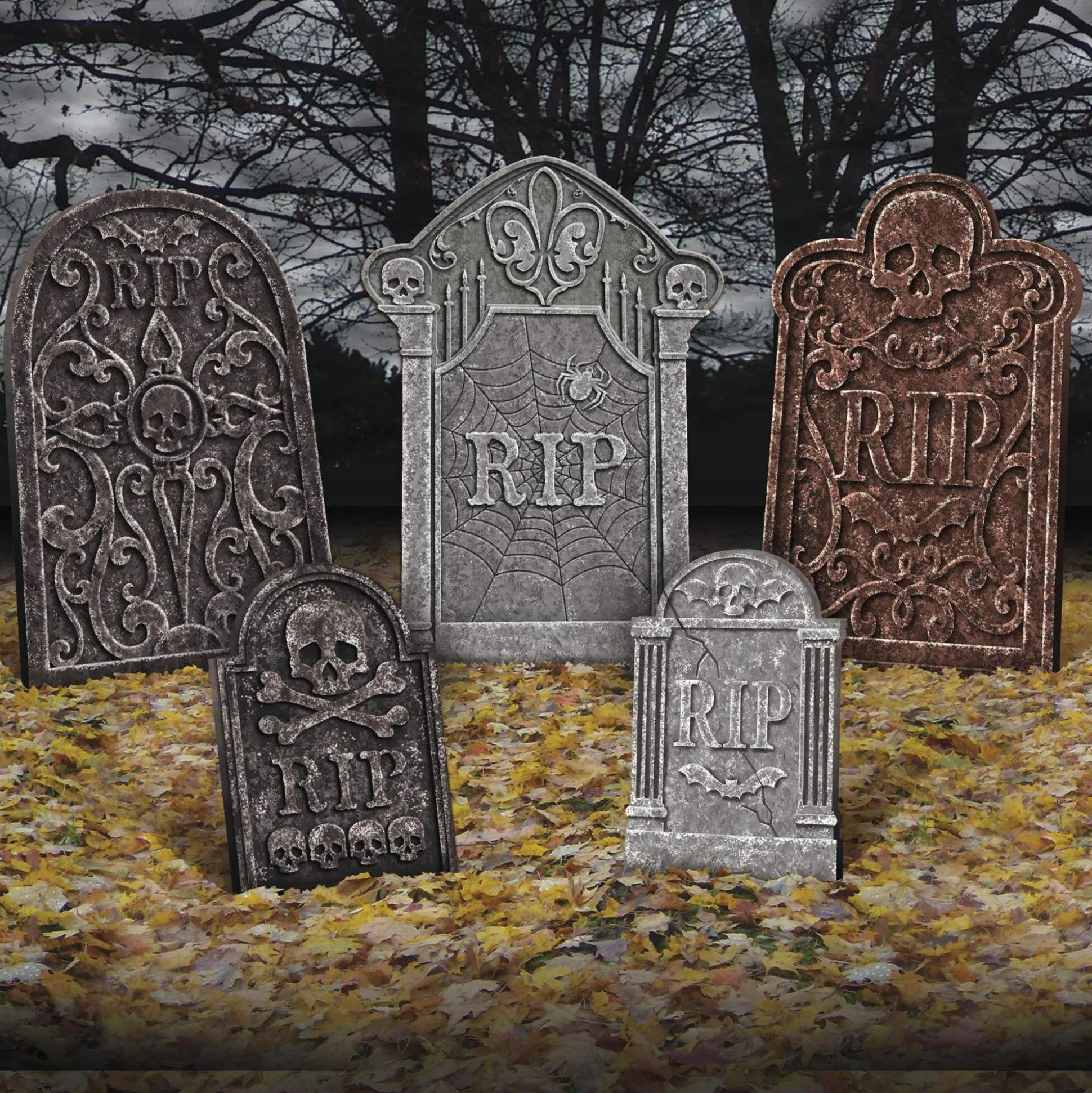 Party City Tombstone Decoration Set 5Ct| Tombstones & Fencing