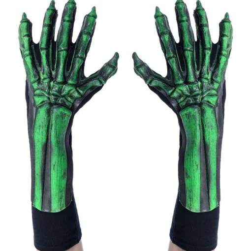 Cheap Uv Black Light Reactive Green Glow Skeleton Bone Hand Gloves Gloves