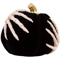 Party City Velvet Skeleton Resin & Stone Pumpkin, 5.4In| Boneyard Glam