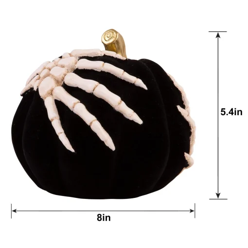 Party City Velvet Skeleton Resin & Stone Pumpkin, 5.4In| Boneyard Glam
