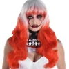Flash Sale White & Red Twisted Ombre Long Wavy Wig, 22In Wigs