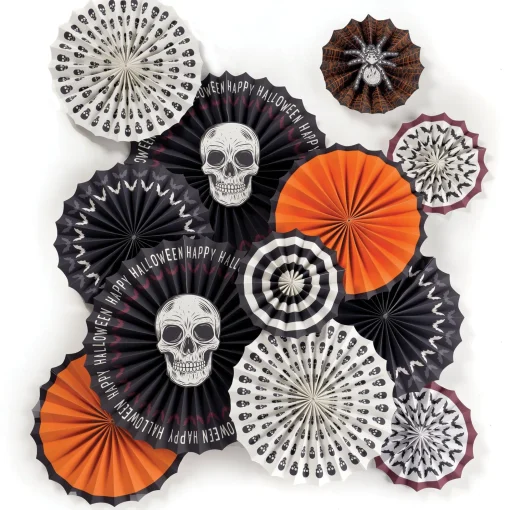 Party City Wicked Hauntings Paper Fan Decorating Kit, 15Pc| Window & Wall Décor