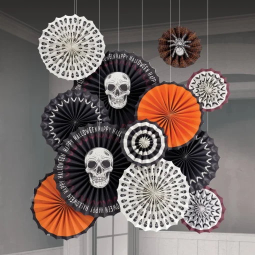 Party City Wicked Hauntings Paper Fan Decorating Kit, 15Pc| Window & Wall Décor