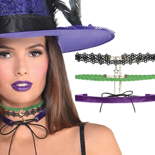 Fashion Witch Choker Set 3Pc Jewelry