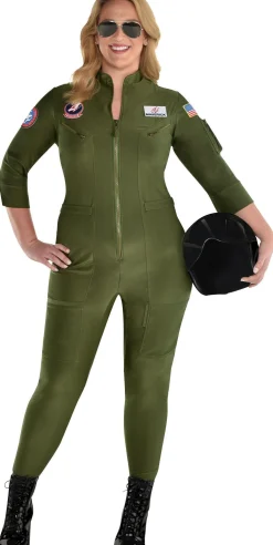 Sale Womens Maverick Flight Suit Costume Plus Size - Top Gun 2 Plus Size Costumes